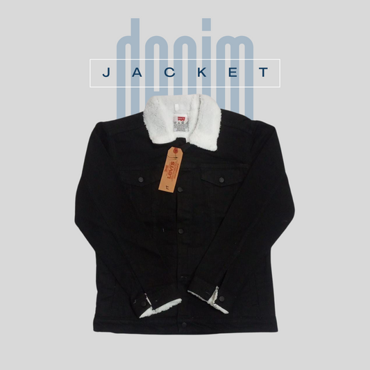 DENIM JACKET - BLACK (BLACK BUTTONS)